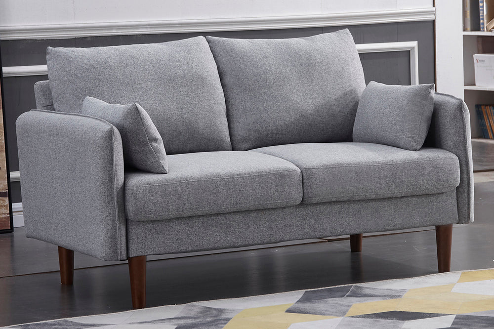 Tasha Light Gray Linen Fabric Loveseat