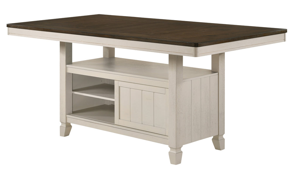 Tasnim Oak/Antique White Wood Rectangular Counter Height Table