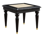 Tayden Beige Marble/Black Wood End Table