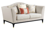 Tayden Beige Velvet/Black Wood Loveseat