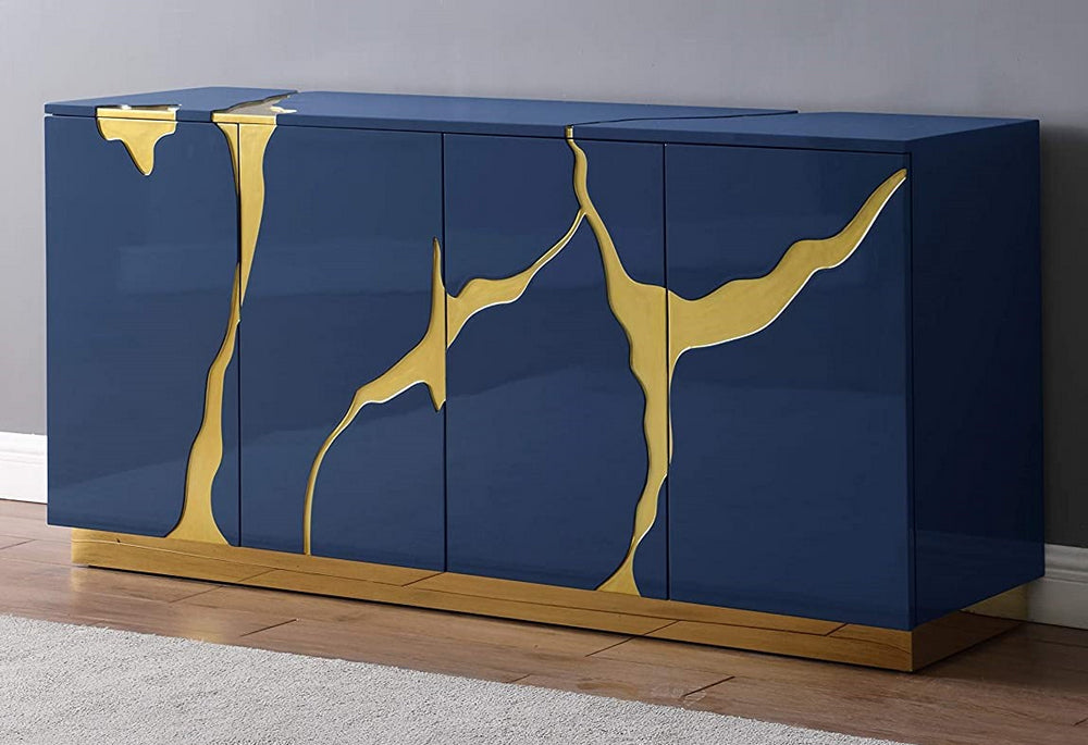 Taylor Navy Blue/Gold Wood Sideboard