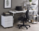 Tennos White Wood/Chrome Metal Office Desk