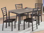 Terrassa 5-Pc Gray Wood/Metal Dining Table Set