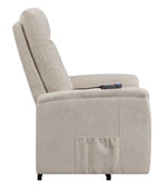 Terza Beige Fabric Power Lift Massage Recliner