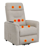 Terza Beige Fabric Power Lift Massage Recliner