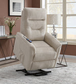 Terza Beige Fabric Power Lift Massage Recliner