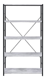 Tesadea Antique White Wood/Black Metal Bookshelf