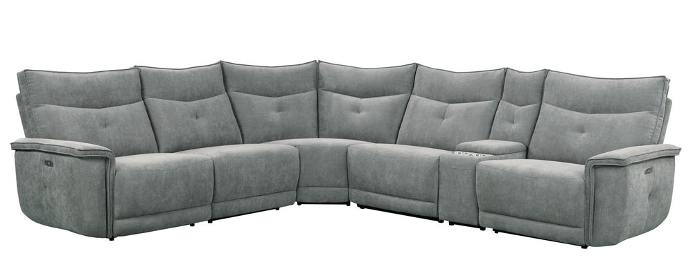 Tesoro 6-Pc Dark Gray Fabric Power Recliner Sectional