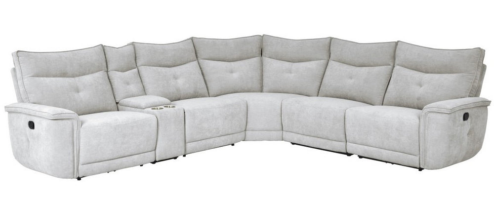 Tesoro 6-Pc Mist Gray Fabric Manual Recliner Sectional