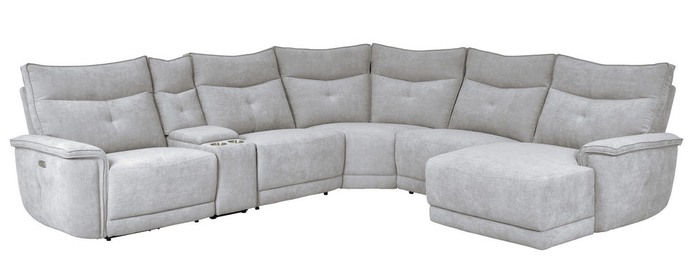 Tesoro 6-Pc Mist Gray RAF Power Recliner Sectional Sofa