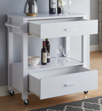 Thecla White Wood 2-Drawer Kitchen Cart with Handle