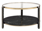 Thistle Clear Glass/Black Faux Black Print Wood Coffee Table