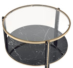 Thistle Clear Glass/Black Faux Black Print Wood Coffee Table