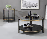 Thistle Clear Glass/Black Faux Black Print Wood Coffee Table