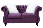 Thotton Purple Velvet Tufted Loveseat with Rolled Arms