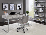 Tigress White Faux Marble Print Wood/Chrome Metal Office Desk