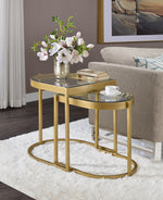 Timbul 2-Pc Clear Glass/Gold Metal Nesting Table Set