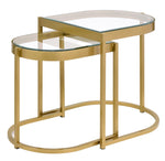 Timbul 2-Pc Clear Glass/Gold Metal Nesting Table Set