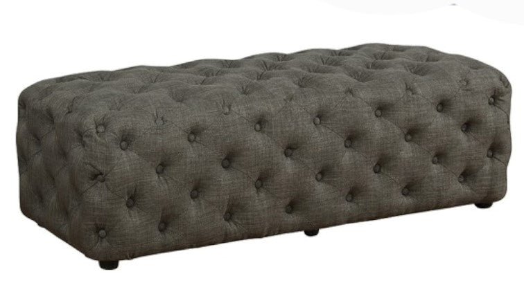 Titrit Dark Grey Linen Tufted Accent Ottoman