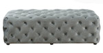 Titrit Gray Velvet Tufted Accent Ottoman