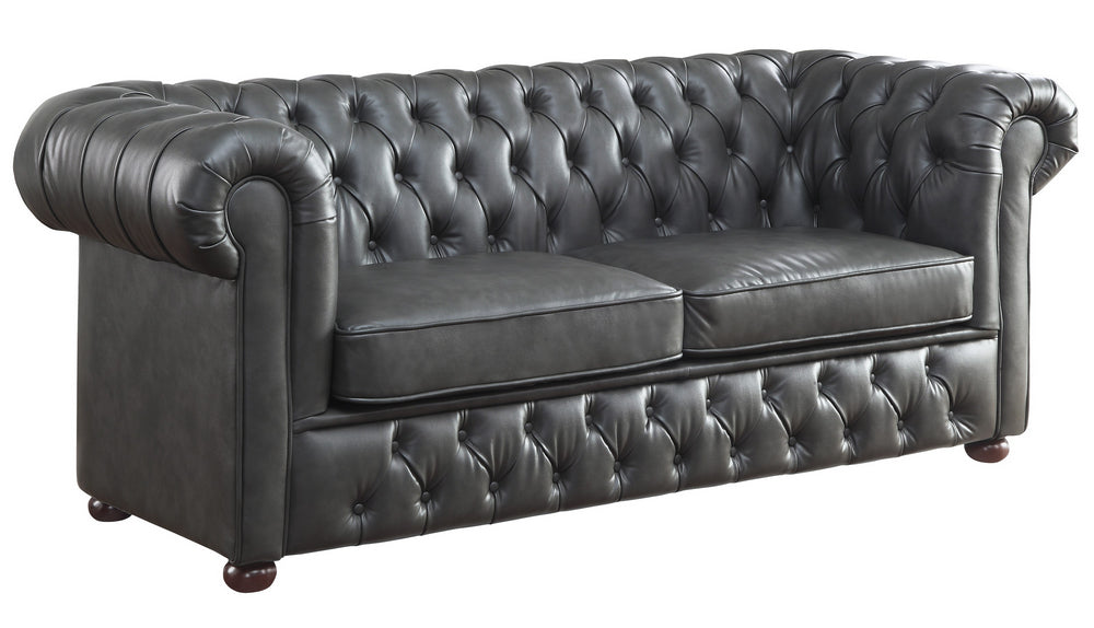 Tiverton Gray Breathable Faux Leather 2-Seat Sofa