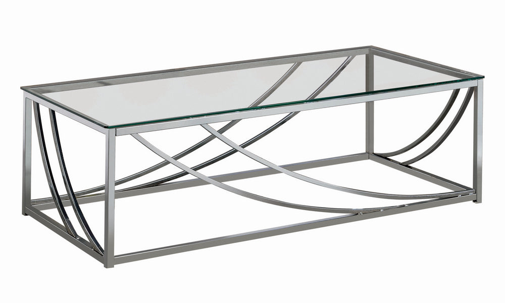 Tiziana Contemporary Clear Glass/Chrome Metal Coffee Table