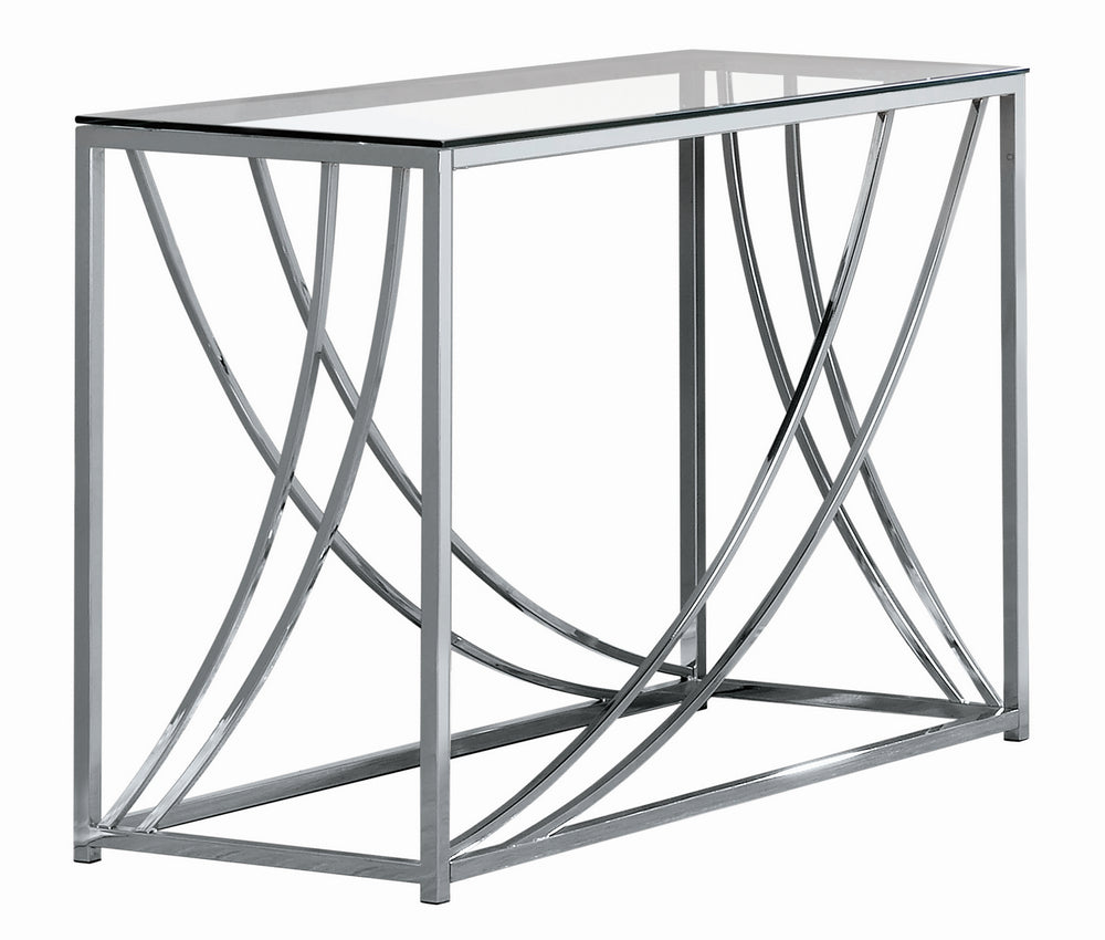 Tiziana Contemporary Clear Glass/Chrome Metal Sofa Table