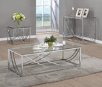 Tiziana Contemporary Clear Glass/Chrome Metal Sofa Table