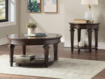 Tobias Espresso Wood Round End Table