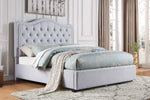 Toddrick Gray Fabric Button Tufted Cal King Bed