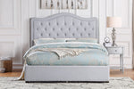 Toddrick Gray Fabric Button Tufted Cal King Bed