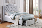 Toddrick Gray Fabric Cal King Bed with Storage