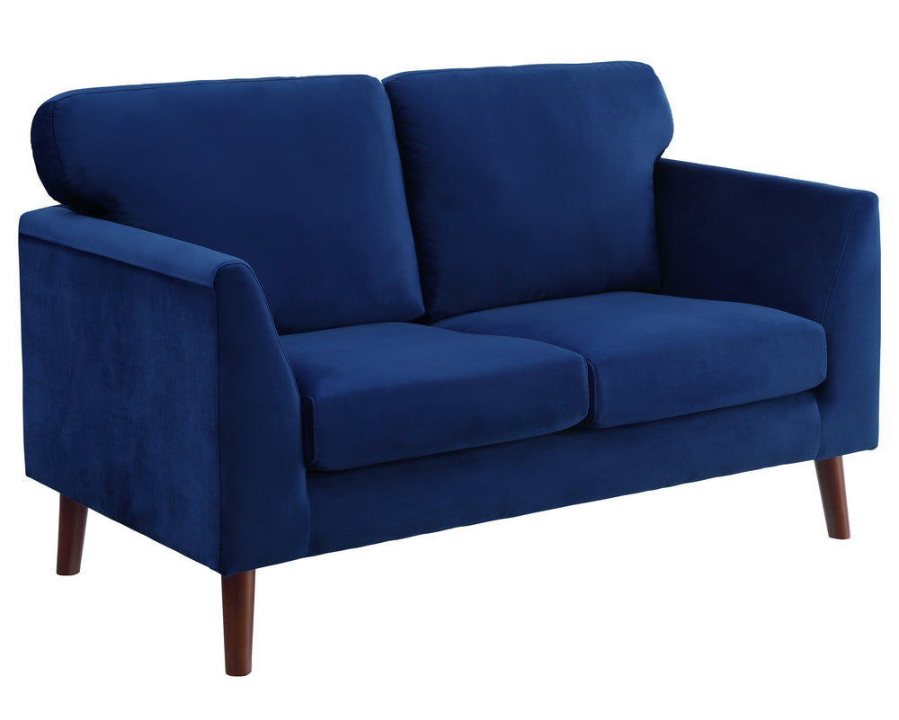 Tolley Blue Velvet Fabric Loveseat