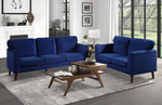 Tolley Blue Velvet Fabric Loveseat