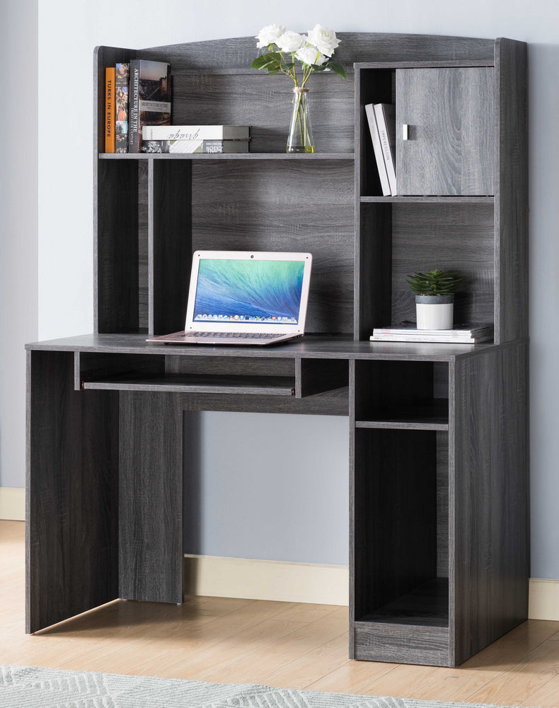 Tomiko Distressed Grey Wood Desk with Hutch