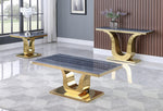 Tovia 3-Pc Dark Grey/Gold Table Set