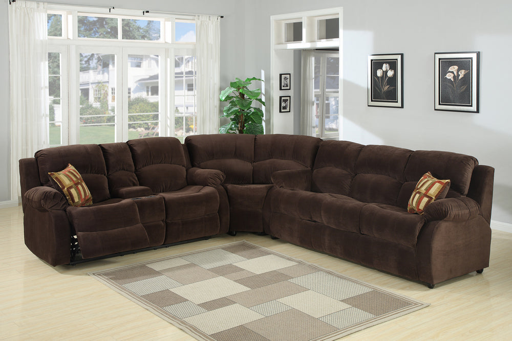 Tracey Chocolate Manual Recliner Sectional with Sleeper