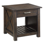 Traine Distressed Brown Wood End Table