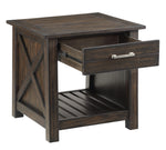 Traine Distressed Brown Wood End Table