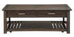 Traine Distressed Brown Wood Lift-Top Cocktail Table