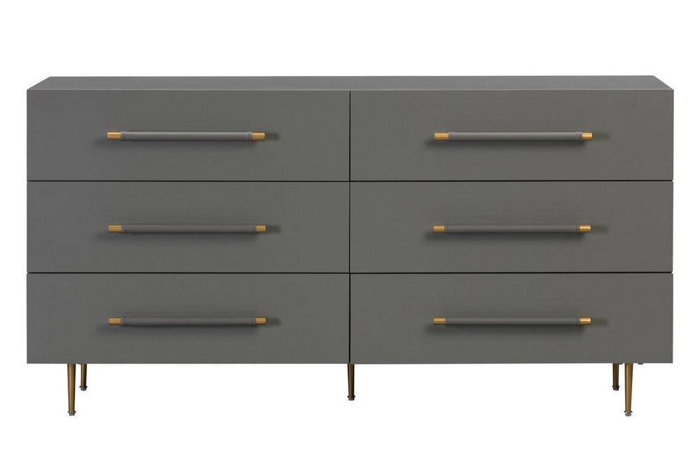 Trident Grey Wood 6Drawer Dresser Aetna Stores