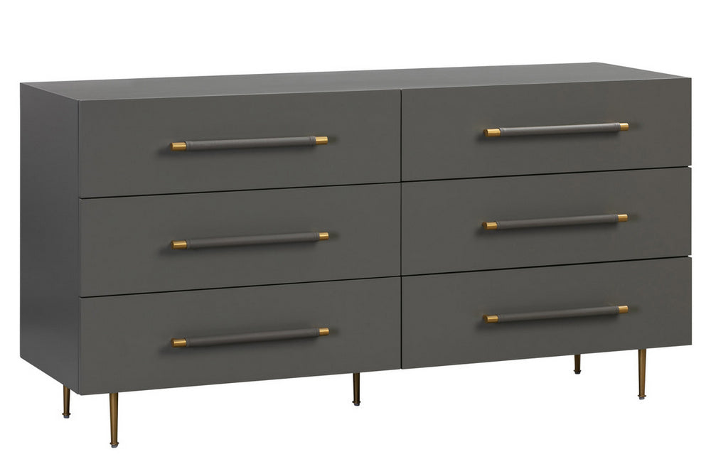 Trident Grey Wood 6-Drawer Dresser