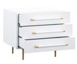 Trident White Wood 3-Drawer Nightstand