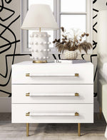 Trident White Wood 3-Drawer Nightstand