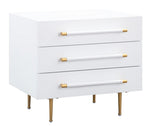 Trident White Wood 3-Drawer Nightstand