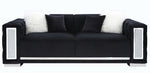 Trislar Black Velvet Tufted 2-Seat Sofa (Oversized)