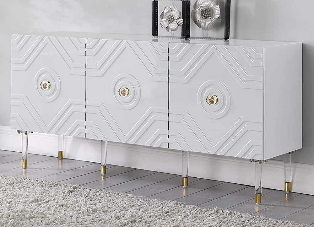 Truman White Lacquer Wood Sideboard