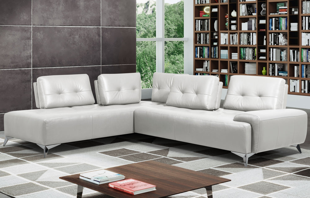 Turano 2-Pc Pearl White Leather LAF Sectional Sofa