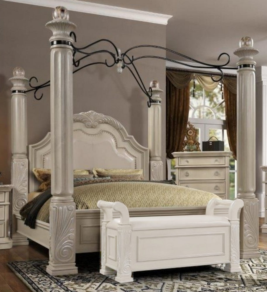 Tuskan White Queen Bed (Oversized)
