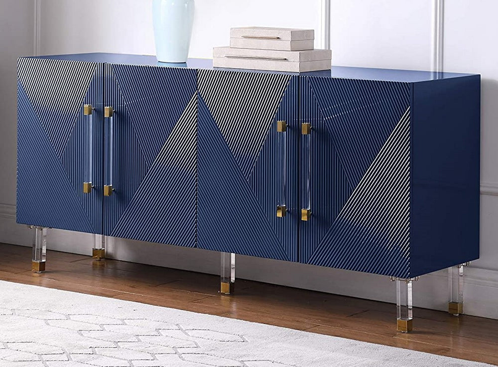 Tyrell Navy High Gloss Lacquer Wood Sideboard